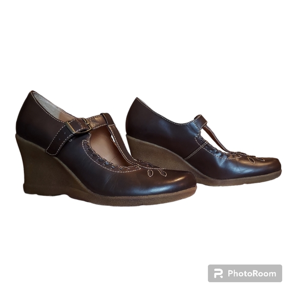 SM New York Vintage Retro T-Strap Wedges - Picture 3 of 10